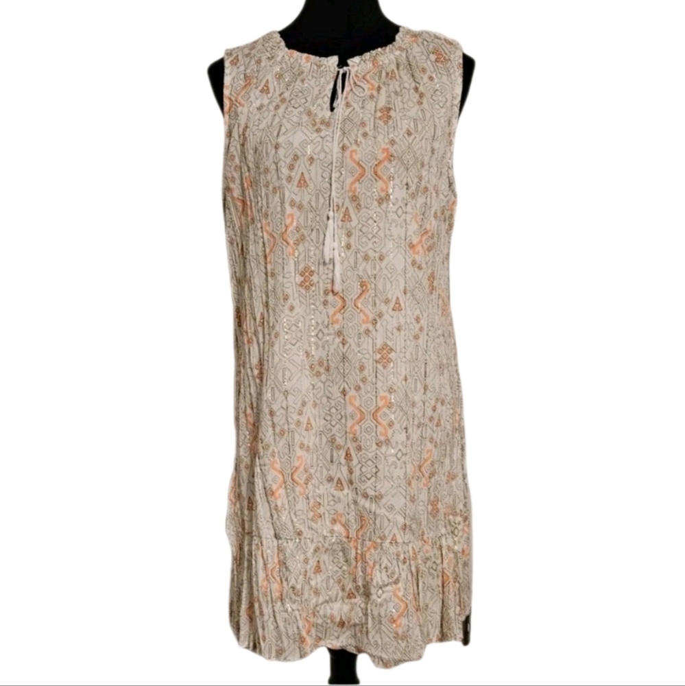 NWT-Orange and Beige Patterned Dress-Size Large